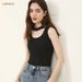 CANVAUS Stylish High-neck Hollow-out Tank Women, Slim-fit, Solid Color, Sleeveless Ribbed Top For Summer_ecoleips.com