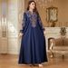 Women's Ethnic Style Long Robe V Neck Cross Border Casual Fashion Skirt with Rope Embroidery Muslim Clothing Wholesale_ecoleips.com