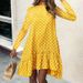 Women's Fashion Polka Dot Dress Long Sleeve With Ruffle Trim Casual Elegant Mini Dress_ecoleips.com