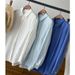 Women's Clothing Linen Plant Dyed Simple Temperament Basic Style Solid Color Loose Long Sleeved Shirt Tops_ecoleips.com
