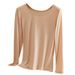 Bottom Shirt T-shirt Women's Inner With Crew Neck Long Sleeve Thin Autumn Clothes Large Size Top Warm Thread Clothes Autumn And Winter Models_ecoleips.com