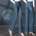 Women's Clothing Retro Flared Jeans High Waist Spring And Autumn Slim Elastic Long Legs Flared Pants Trousers_ecoleips.com