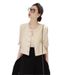 Xiaoxiangfeng Round Neck Five Quarter Sleeve Fashionable Short Jacket For Women's Spring New 2025 Light Luxury High-End_ecoleips.com