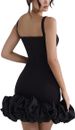 Verve 2025 Women's Strap Tube Top Ruffle Sexy Short Party Little Dress_ecoleips.com