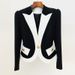 Women's Clothing Celebrity Fashion Color Matching Contrast Color Slim Fit One Button Suit Jacket Coat_ecoleips.com