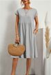 Aria Basics Aria Basics 2026 European And American Fashion Summer OL Style Women's Cotton Linen Round Neck A-line Plus Size Loose Dress_ecoleips.com