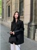 Women's Elegant Black PU Leather Blazer Loose Fit Spring Autumn New Style Sophisticated Outerwear_ecoleips.com