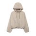 Women's Clothing Hooded Long Sleeved Black Casual Jacket_ecoleips.com
