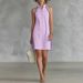 Women's Clothing Women's Solid Color Sleeveless Button Stand Collar Mini Dress For Formal & Casual For Women_ecoleips.com