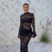 "Patchwork Hollow-Out Bodycon Dress – Sexy Round Neck & Sheer Mesh Design For Women"_ecoleips.com