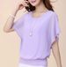 Direct Summer New Large Wear Solid Color Sweet Short Sleeved T-shirt Chiffon Shirt Women's_ecoleips.com