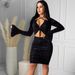 Women's Sexy Lace-Up Long Sleeve Bell Sleeve Dress Autumn Winter New Arrival Extra Lengthy Stylish Girl's Clothing_ecoleips.com