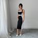 Voya Women's Mature Intellectual Style Long Skirt With Square Neckline And Suspender, Contrasting Color Dress, Sexy Temperament Skirt_ecoleips.com