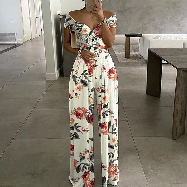 Women’s Clothing Women's Fashion One Shoulder Printing Temperament Commuting Leisure High Waist Jumpsuit Women_ecoleips.com