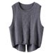 K New Women's Fashion Loose Round Neck Sleeveless Cardigan Short Knitted Sweater Vest;_ecoleips.com