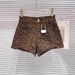Women's High-Waisted Thigh- Revealing Denim Shorts Style Leopard Print Double Button Curved Design Hot Pants New Fashion_ecoleips.com