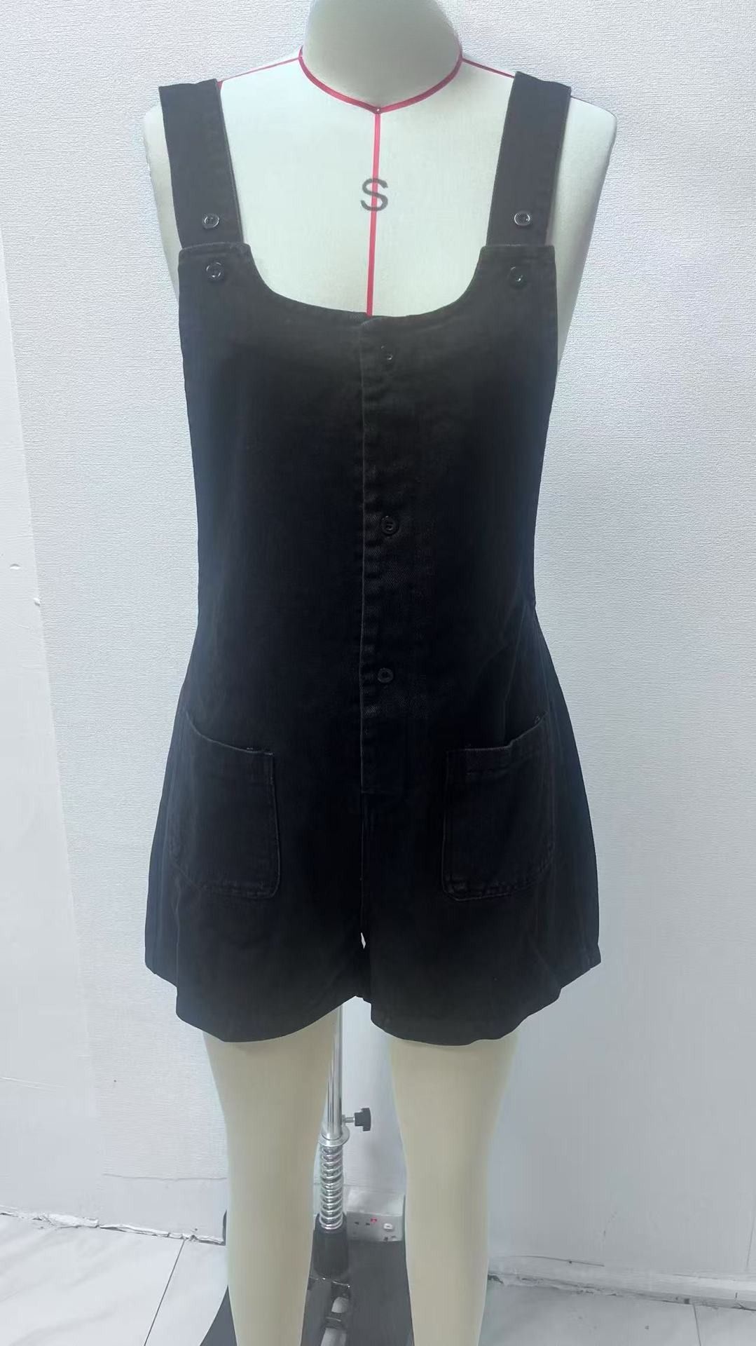 K European And American Overalls Slim Fit Fashionable Straight Tube One-piece Overalls Denim Shorts For Women_ecoleips.com