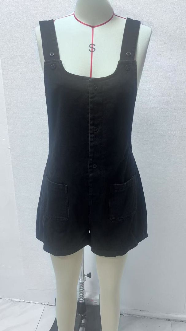 K European And American Overalls Slim Fit Fashionable Straight Tube One-piece Overalls Denim Shorts For Women_ecoleips.com