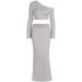 Women Sexy 2 Piece Outfit Short Crop Top One Shoulder High Waist Bodycon Mini Skirt Set Party Dress Outfit_ecoleips.com