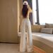 Shisanxing 2026 Spring New Khaki Old Money Style Women's High-Waisted Flared Jeans, Not Tight-Fitting Bell-Bottom Pants_ecoleips.com