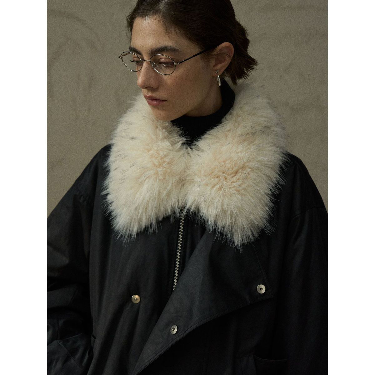 girl COLNE Winter New DuPont Far Infrared Antibacterial Warm Cotton Fur Collar Parka Jacket For Women C5488_ecoleips.com