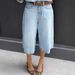 Women's Retro Wide Leg Jeans Y2 Style Bermuda Straight Leg Mid Length Pants Versatile Slimming_ecoleips.com