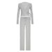 Women's Y2K Style V Neck Long Sleeve Top And Casual Trousers Set Sexy Spring Fashion Wholesale_ecoleips.com