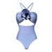 Women's Clothing 3d Flower Hollow Shiny Solid Color High End One Piece Swimsuit Suit_ecoleips.com