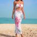 Women's Clothing Bikini Three Piece Set Flower Print Tube Top Slimming Long Skirt Beach Vacation Swimsuit_ecoleips.com