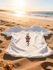 Damen T-Shirt Mit Taillenbetonung Elastisch Kurzarm Rundhals Roter Rosen-Schmetterlingsdruck_ecoleips.com