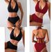 Women's High-Waisted Bikini Two-Piece Swimsuit Sexy Backless Design Multiple Colors Solid Colors Available_ecoleips.com