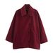 Winter Oversized Lapel Wool Coat Women's Streetwear Long Sleeve Trench Coat – Loose Fit Fashion Outerwear (Army Green, Black, Khaki, Gray, Burgundy)_ecoleips.com