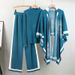 Women's Clothing new slim and fashionable long sleeved sweater + shawl + casual wide leg pants three piece suit_ecoleips.com