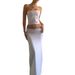 Women's New Sexy Elastic Strapless T-Shirt Long Dress Set_ecoleips.com