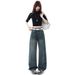 2026 Spring New Style Starry Rhinestone American Retro Straight Wide-Leg Jeans For Women, Loose High-Waisted Slimming_ecoleips.com