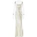 Verve Women's Summer New Off-Shoulder Satin Strap Backless Sexy Slim Evening Gown Long Dress_ecoleips.com