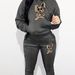 Women's Autumn And Winter Casual Fashion Cartoon Rabbit Print Thick Fleece Warm Hooded Sweatshirt+sports Pants Set-717_ecoleips.com