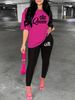 Women's Casual Fashion Queen Letter Pattern Printed Loose T-shirt+cropped Pants Two-piece Home Sportswear Daily Wear-413_ecoleips.com