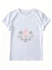 Women Y2K Chrome Glow Up Letter T-Shirt Pastel Flame Silver Flower Star Graphic Crew Neck Short Sleeve White Casual Tee_ecoleips.com