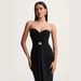 Women's Clothing Elegant European American Style Women's Dress Strapless Ruched Details Backless Long Design Cinched Waist_ecoleips.com