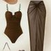 Elegant One Piece Swimsuit Long Dress Slimming Stylish Beachwear for Women_ecoleips.com