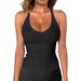 Y2k Aesthetic Ribbed Knit Sleeveless Top Women's Sexy Slim Fit Cropped Cami Streetwear Basic Versatile Streetwear Essentia_ecoleips.com