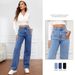 Voya Women's New High Waisted Design Washed Women's Jeans Fashionable And Versatile, Slimming Straight Leg Fashionable Pants Cotton_ecoleips.com