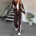 2026 European And American Cross-Border Autumn Foreign Trade Y2K Striped Zipper Jacket Casual Sports Suit For_ecoleips.com