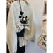 Women's Fleece Lined Crew Neck Sweatshirt Retro Thickened Autumn Winter Stylish Design Comfortable Warm Men's Cool Edgy Top_ecoleips.com
