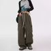 Aria Basics American Retro Dopamine Work For Women, Style Wide-leg Straight Pants With Belt And Multiple Pockets, Casual Long Pants,_ecoleips.com