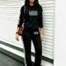 Women's Plaid Print Sweatshirt And Sweatpants Set Letter Print Drawstring Hooded Long Sleeve Loose Fit Cross Border Style_ecoleips.com