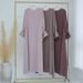 Modest Abaya Dress Women's Ankle-Length Solid Color Dress With Small Trumpet Sleeves Fashion England Style Polyester Dress For Spring/Autumn Summer_ecoleips.com