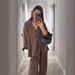 Women's Fashion Casual Set: V-Neck One-Piece Loose-Fitting Long-Sleeved Top With High-Waisted Pants_ecoleips.com