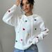 Women's Clothing Stylish 3D Heart Jacquard Hooded Sweater - Soft Acrylic Knit Pullover With Embroidery Detail, Loose Fit Long Sleeve Top For Women_ecoleips.com